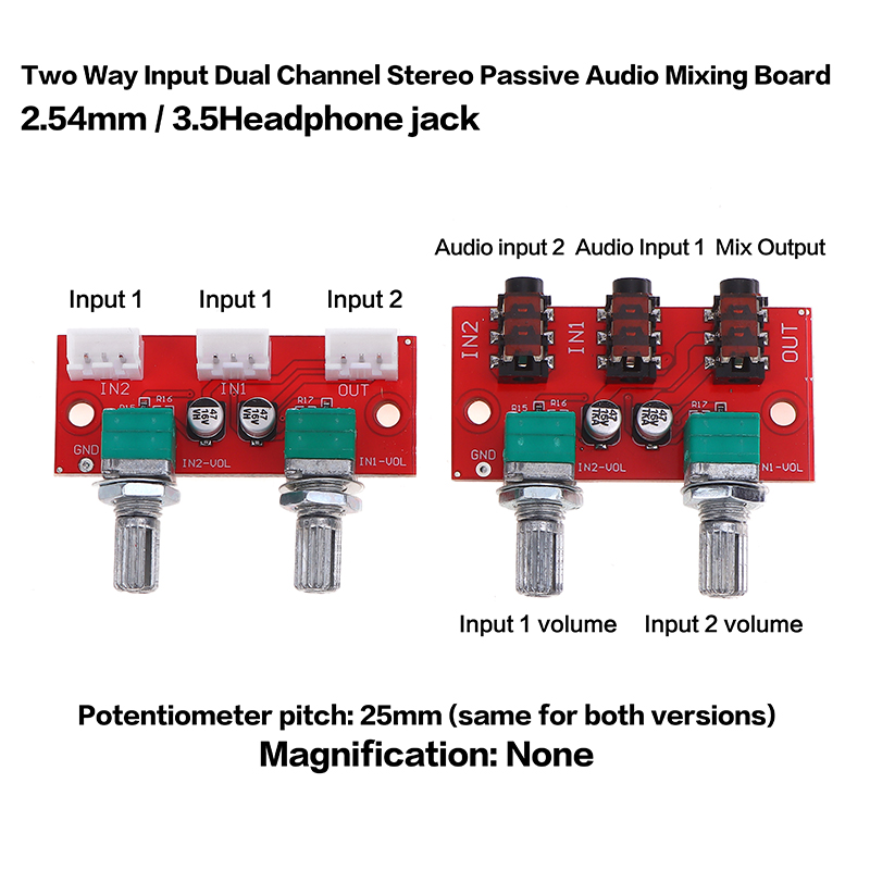 Audio Music Mixer - 1-delige Dual Channel Stereo Passieve Audio