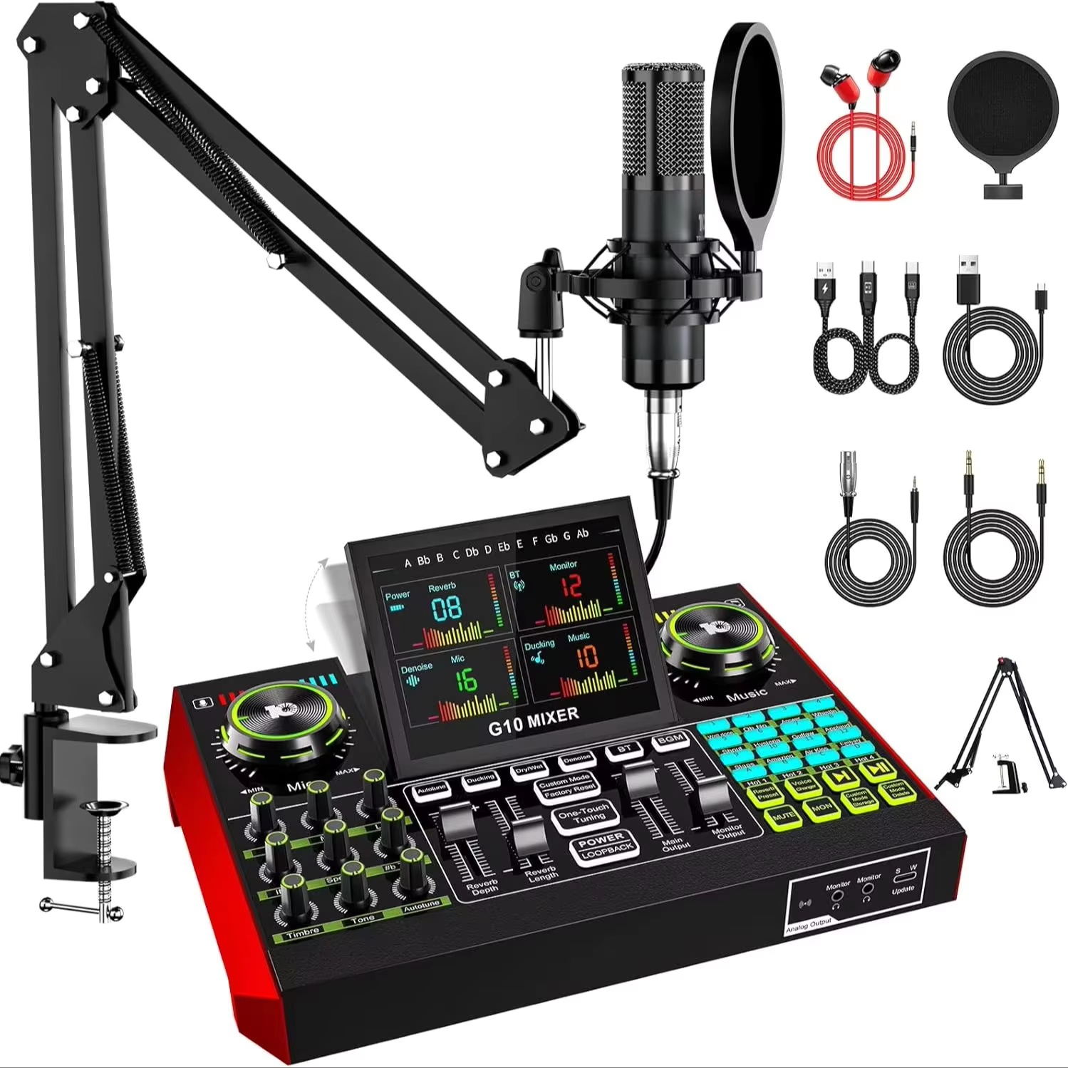 Audio Music Mixer - Tenlamp G10 Live streaming audio-interface Gaming