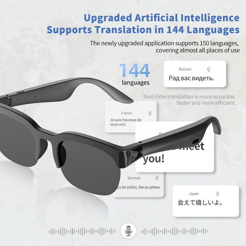 Audio Music To Video Ai Free - Slimme AI-audiobril, draadloze Bluetooth-verbinding, spraakbesturing, comfortabele