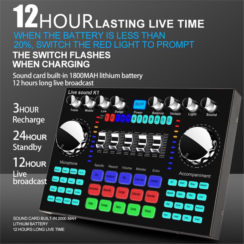 K1 Audio Mixer Live Sound Card - Audio Music Changer recensie en prijs