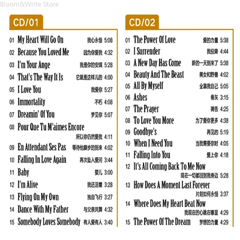 Klassieke Celine Love Song Col - Music Song Audio recensie en prijs